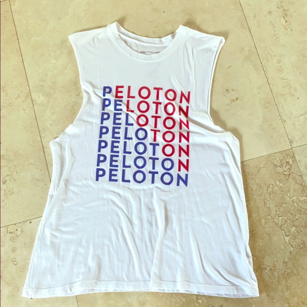 Peloton red white blue American flag color   tank.
